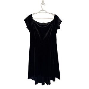 Dressystar Black Velvet High-Low Cocktail Dress XL Cap Sleeve Whimsigoth